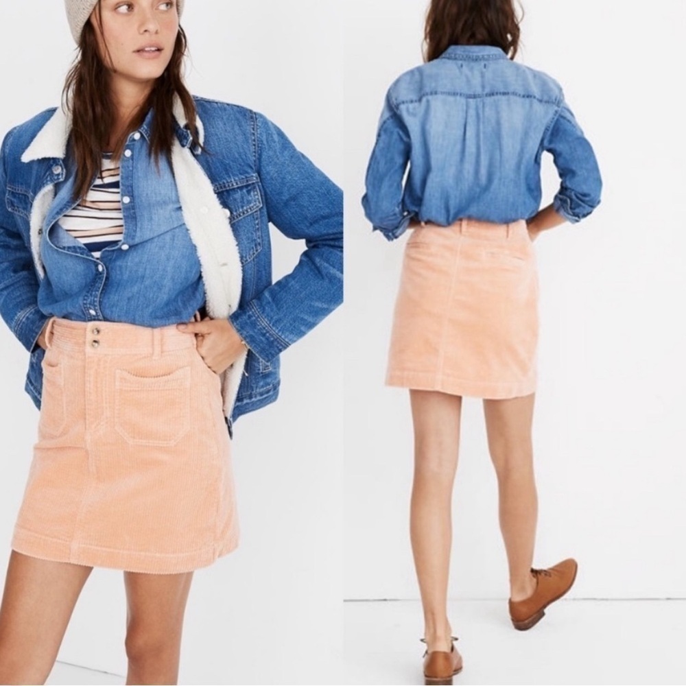 Madewell Women’s Corduroy Skirt. Peach/orange. Size 8. Excellent condition!